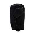 Mercian HOEV126GKBLK black goalkeeper hockey wheel bag front view with shoulder carry strap and large storage compartment
