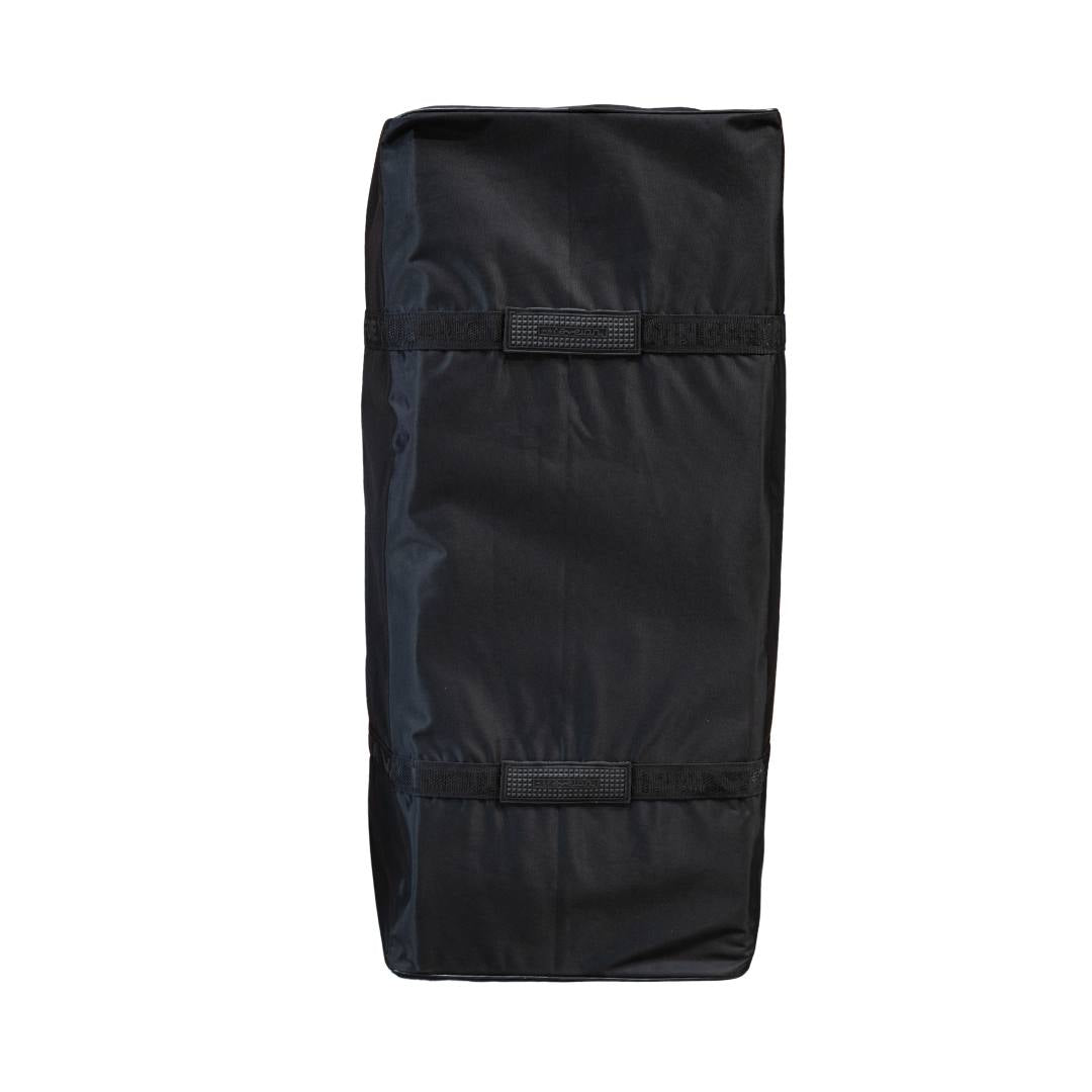 Mercian HOGE326GK black goalkeeper equipment bag rear view with reinforced base straps and durable outer shell.