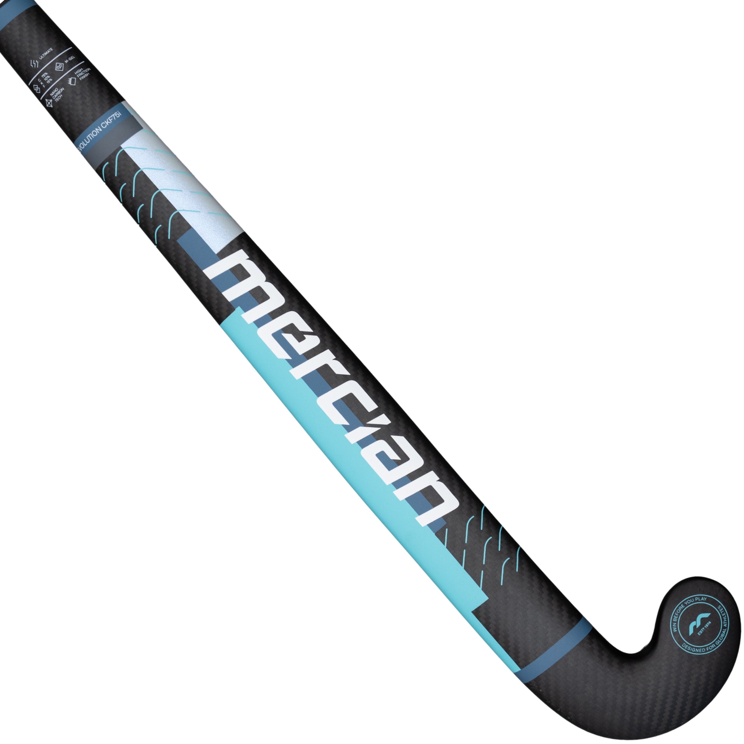 Mercian Evolution CKF75i Indoor Hockey Stick – Silver Carbon/Aqua