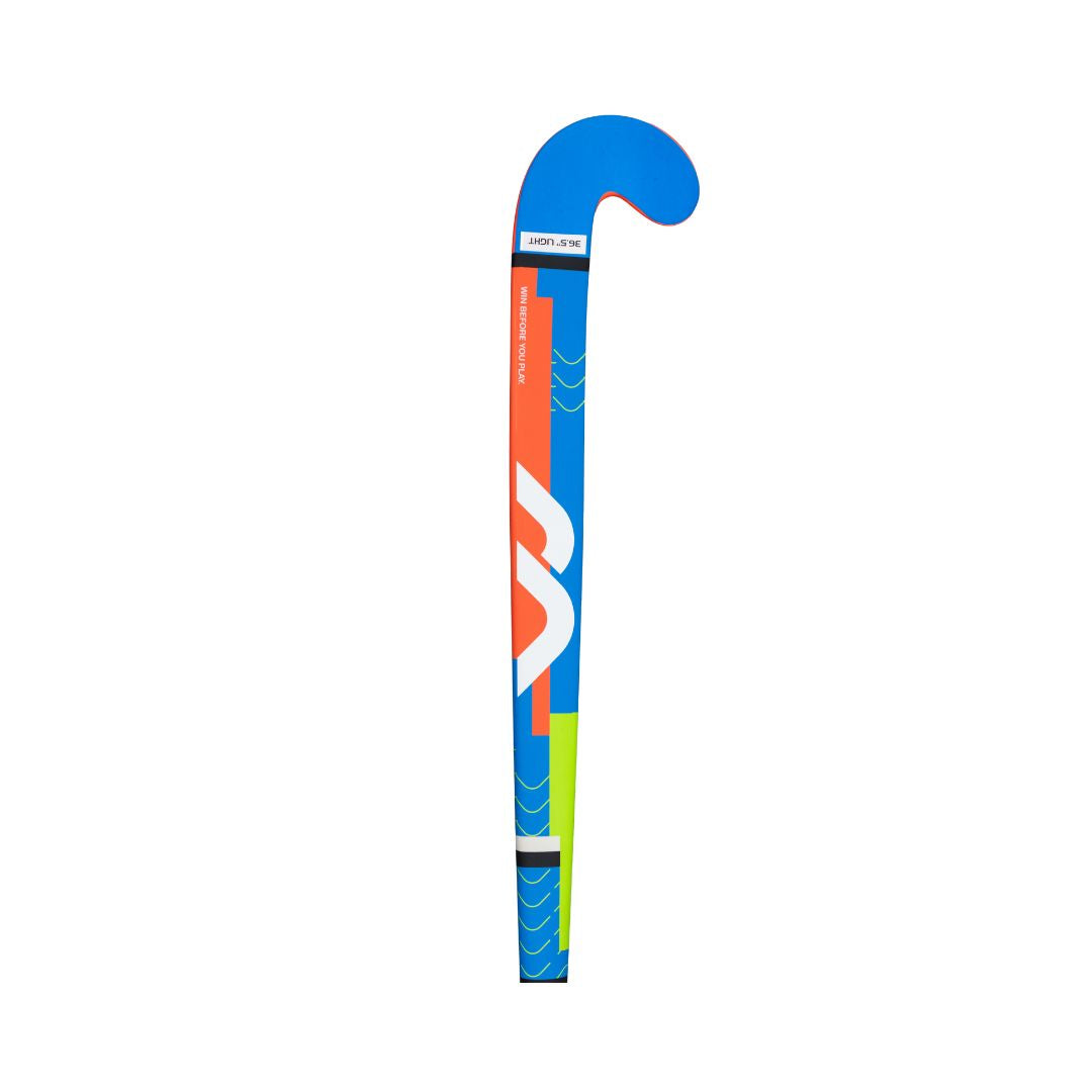 Mercian Genesis CF5i indoor hockey stick front view in Royal/Orange