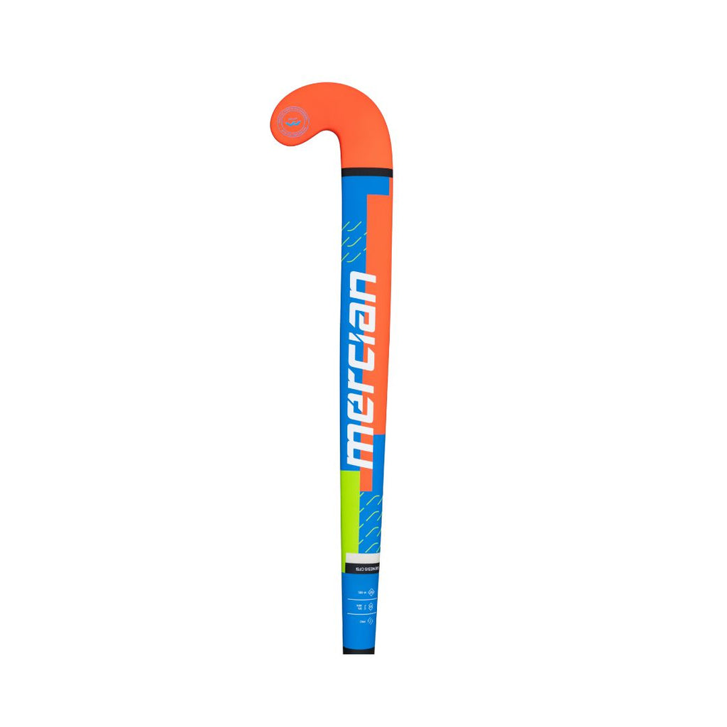 Mercian Genesis CF5i indoor hockey stick rear view in Royal/Orange