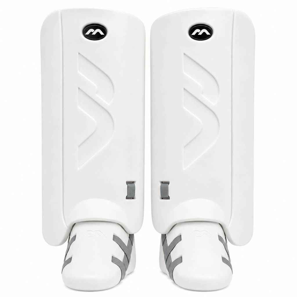 Mercian White Elite Legguards - Professional Level Protection for Field Hockey Goalies